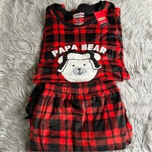 Cuddl Duds Papa Bear Two Piece Pajama Set Mens Size‎ 4XB Red Plaid Pajamas Pjs